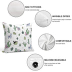 Cacti Llamas Soft Washable Throw Pillow