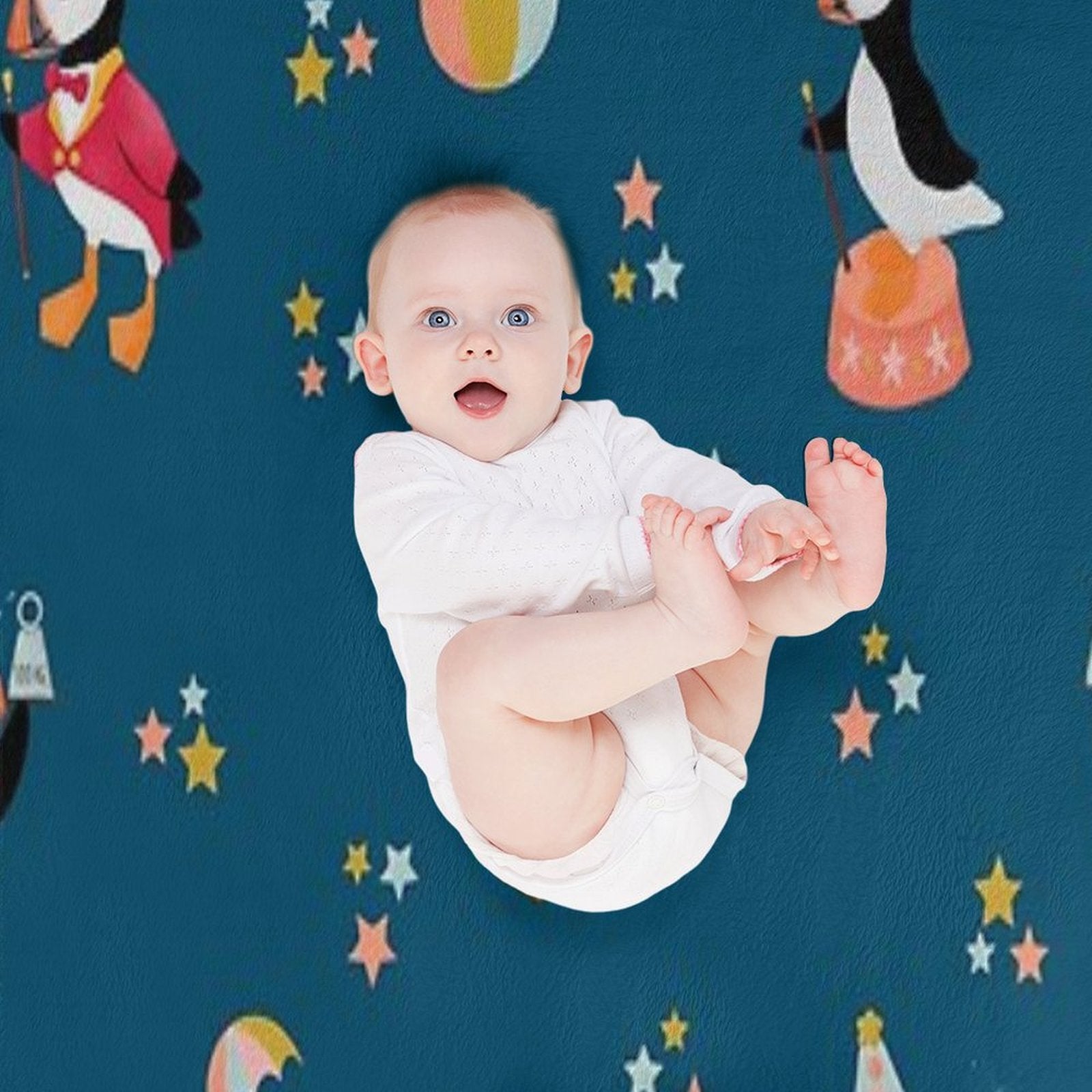 A Circus of Puffins Multi-functional Throw Blanket