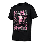 Mama Of The Birthday Cow-Girl Pink Rodeo Western  Summer-ready Fabric T-Shirt