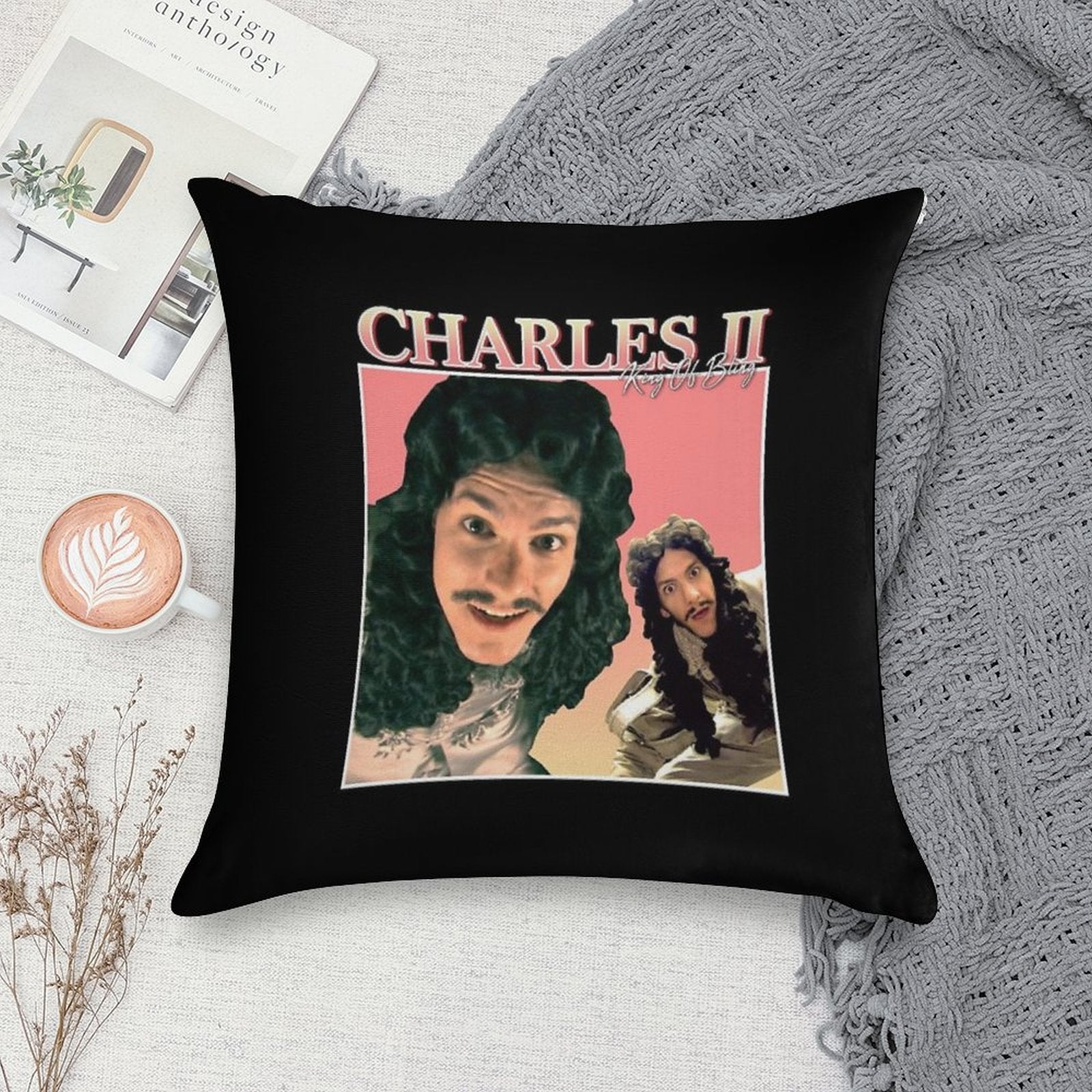 Charles II VintageRetro Design Soft Skin-Friendly Throw Pillow
