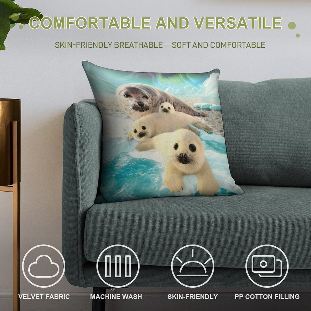 Grey Seals Arctic Soft Anti-Pilling Throw Pillow