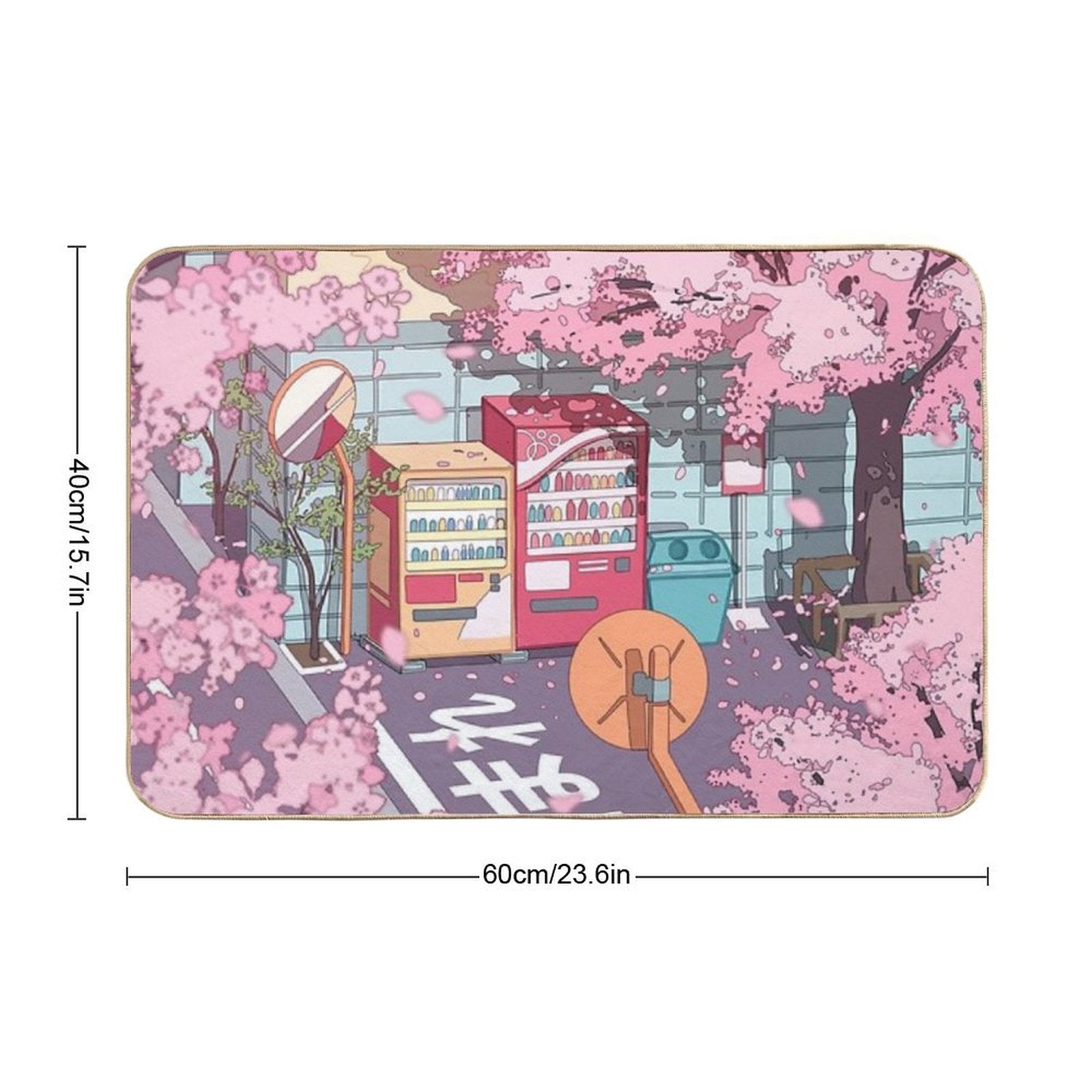 A Beautiful Aesthetic Tokyo Street And  The Pink Sakura Tree Blossom  Odorless Bath Mat
