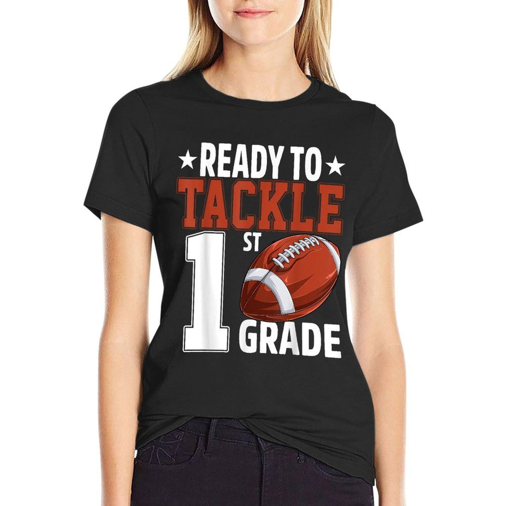 Ready To Tackle First Grade Football First Day Of School  Graphic-printed T-Shirt