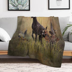A German Shorthaired Pointer on Point Multi-functional Throw Blanket