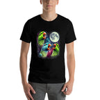 Three Indian Ringneck Parrots Howling at Moon Funny Meme  Oversized Silhouette T-Shirt