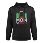 Mom of 2 Boys Lower Battery Son Mothers Day Birthday Women Breathable Fabric Hoodie