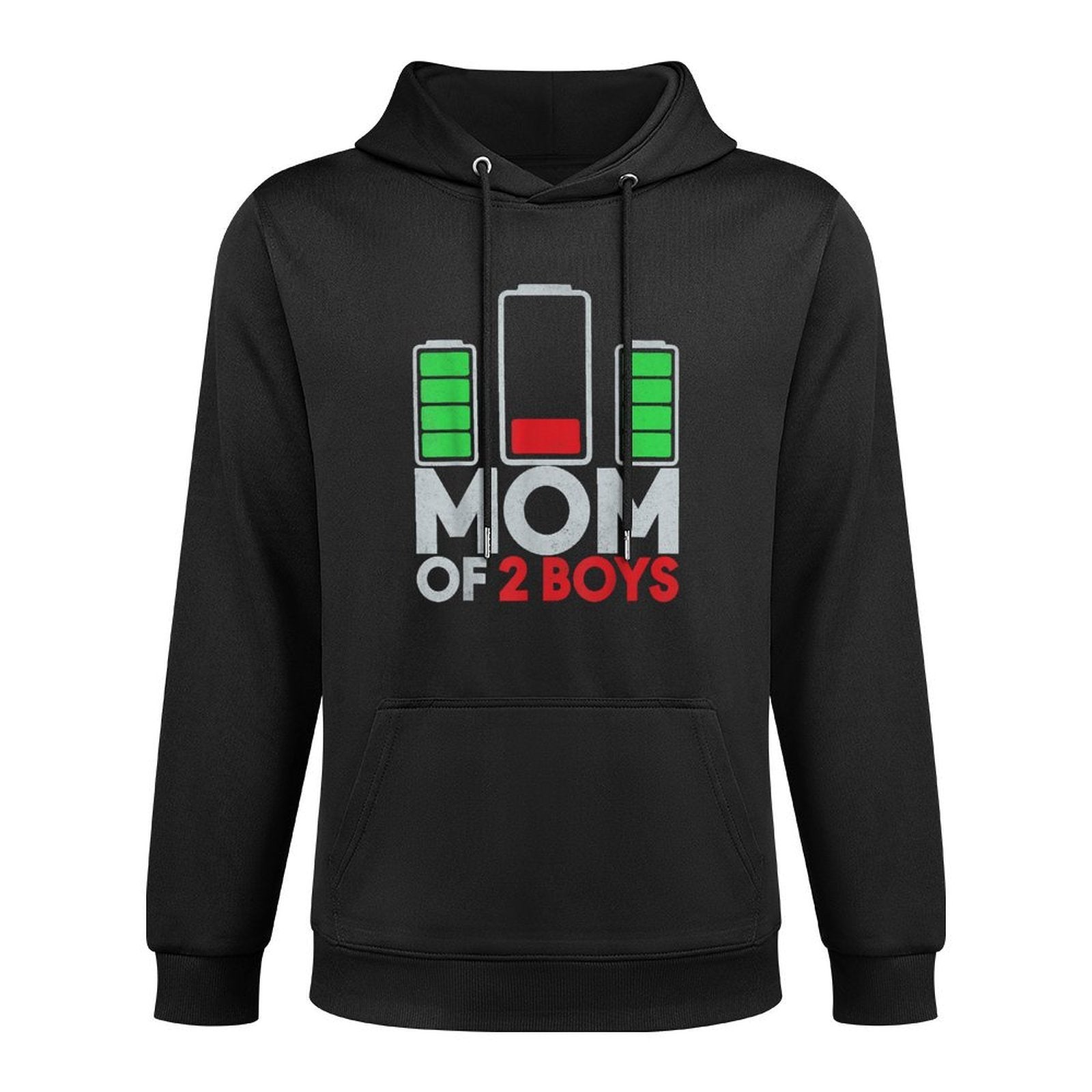 Mom of 2 Boys Lower Battery Son Mothers Day Birthday Women Breathable Fabric Hoodie