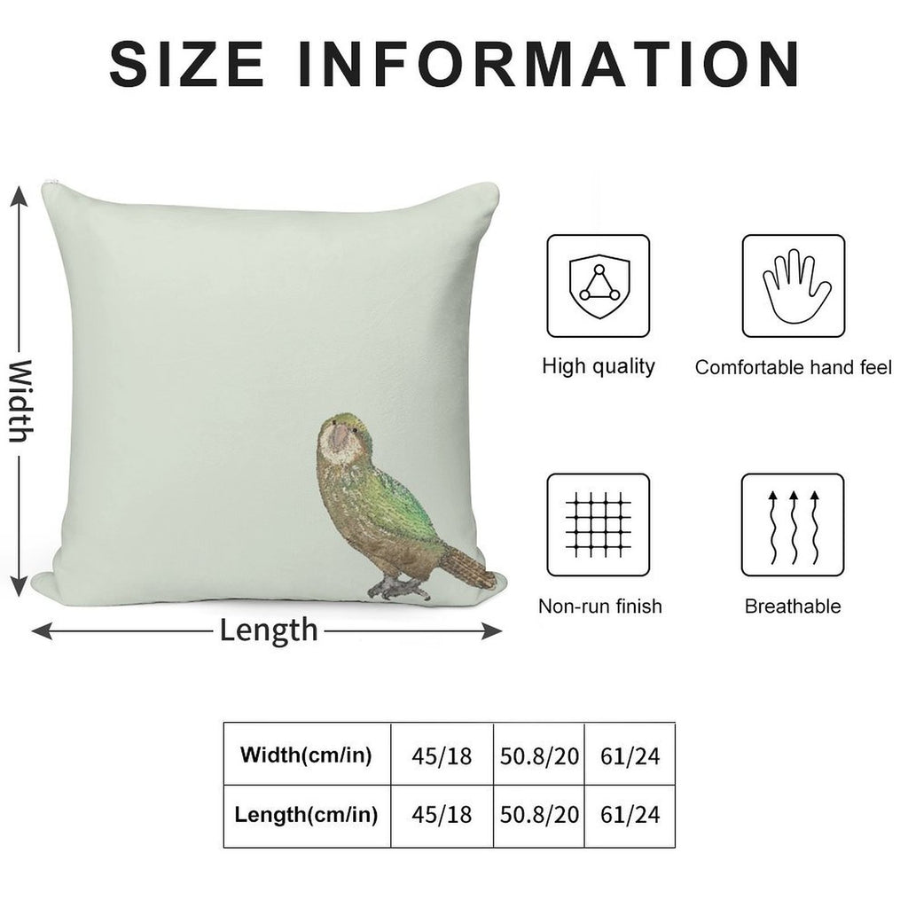 Kakapo Soft Short Plush Fabric Throw Pillow