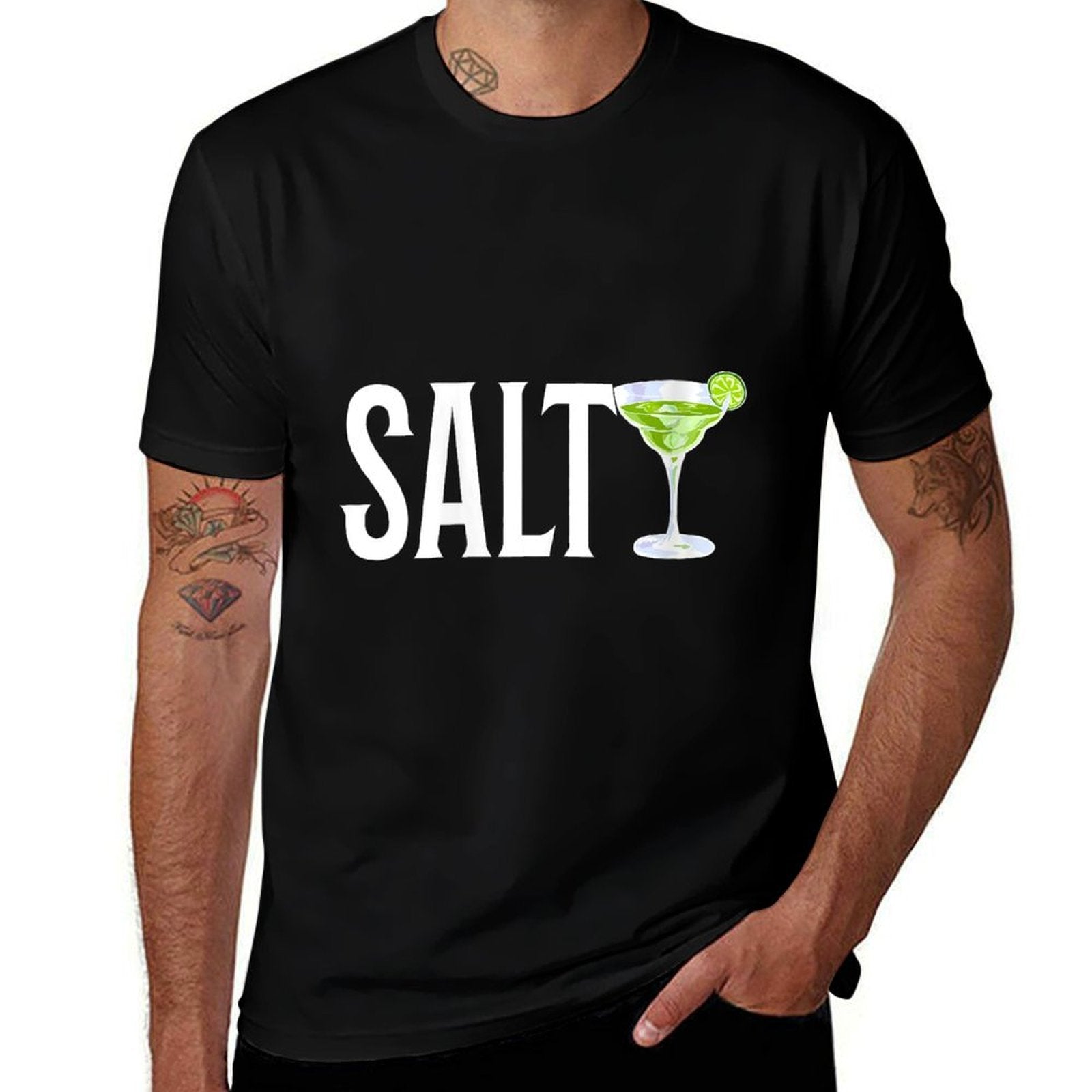 Womens Salty Funny Margarita  Lime Salty  Moisture-wicking T-Shirt