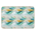 Ethereal Flowing Waves in Teal, Gold, And Cream  Non-Slip Bath Mat