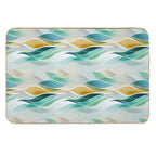 Ethereal Flowing Waves in Teal, Gold, And Cream  Non-Slip Bath Mat