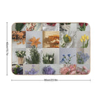 Minimal Rainbow Flower Collage  Easy To Clean Bath Mat