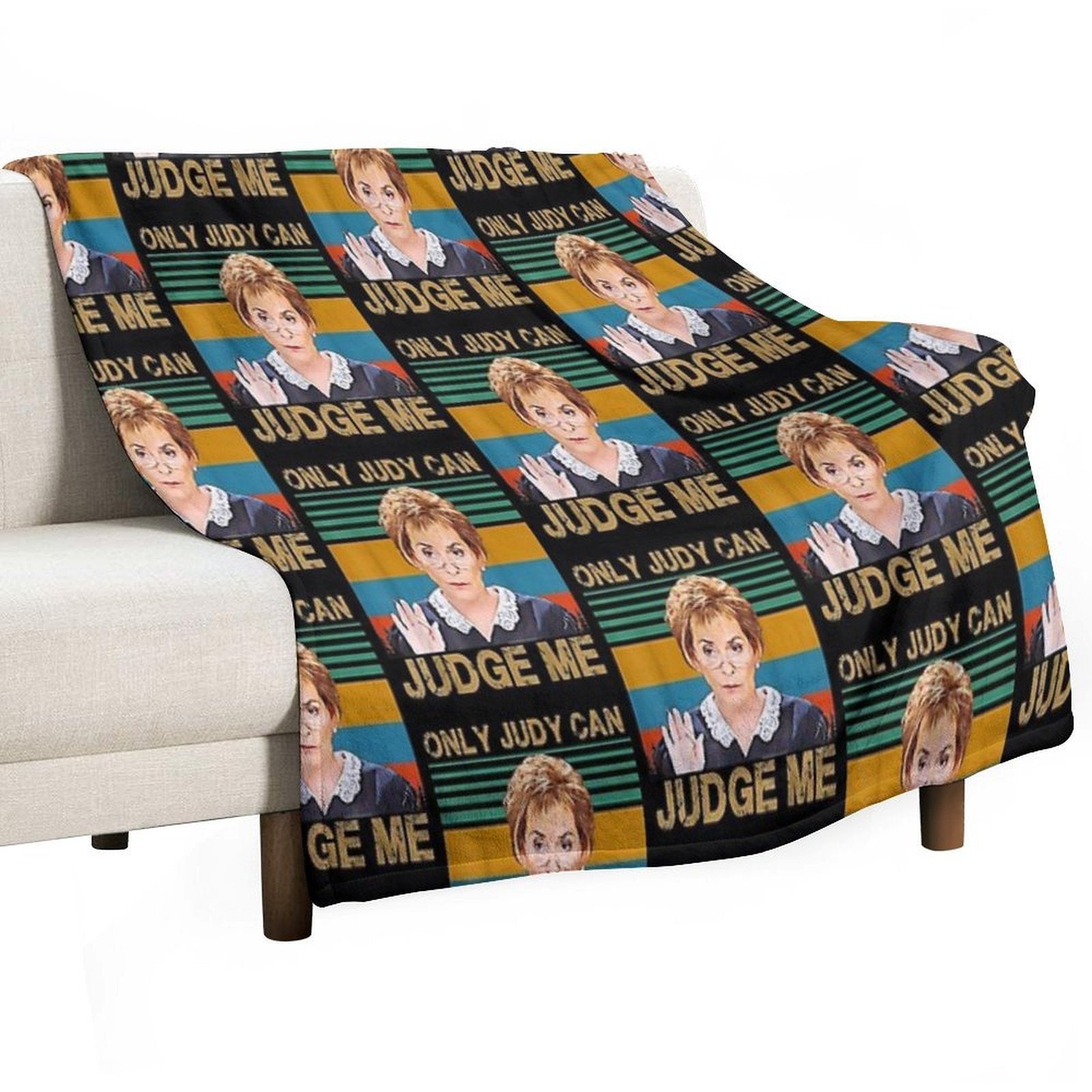 Funny Only Judy Can Judge Me Retro Vintage Sustainable Throw Blanket