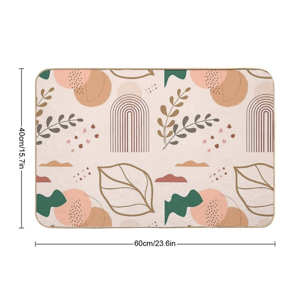 Organic Boho Leaf Aesthetic Design  Absorbent Bath Mat