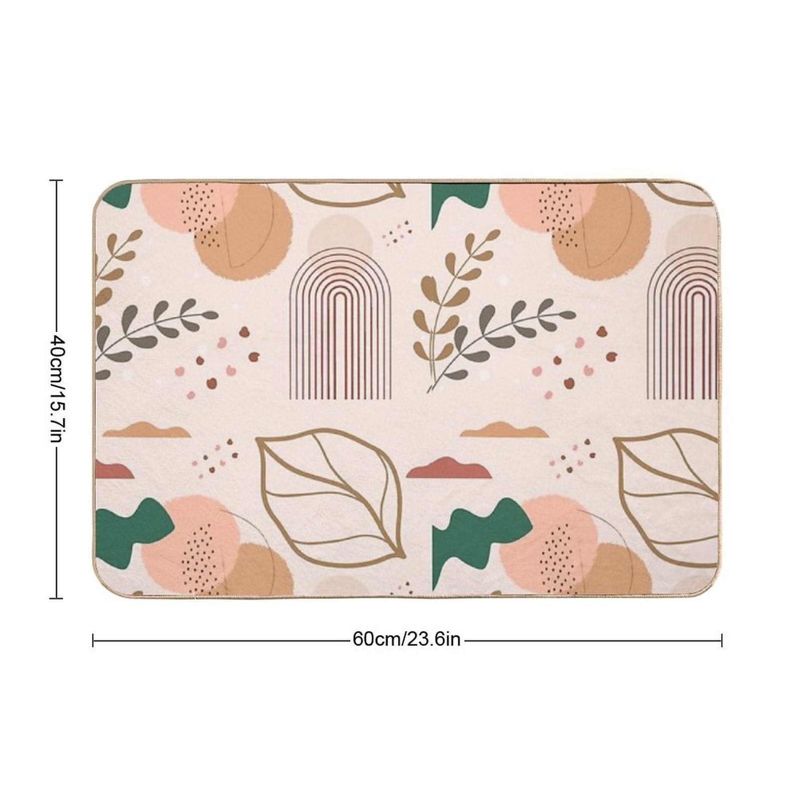 Organic Boho Leaf Aesthetic Design  Absorbent Bath Mat