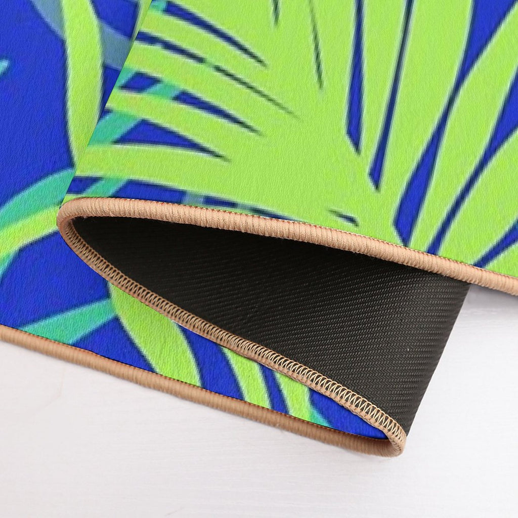 Tropical Pattern  Blue & Green Palm Leaf  Versatile Bath Mat