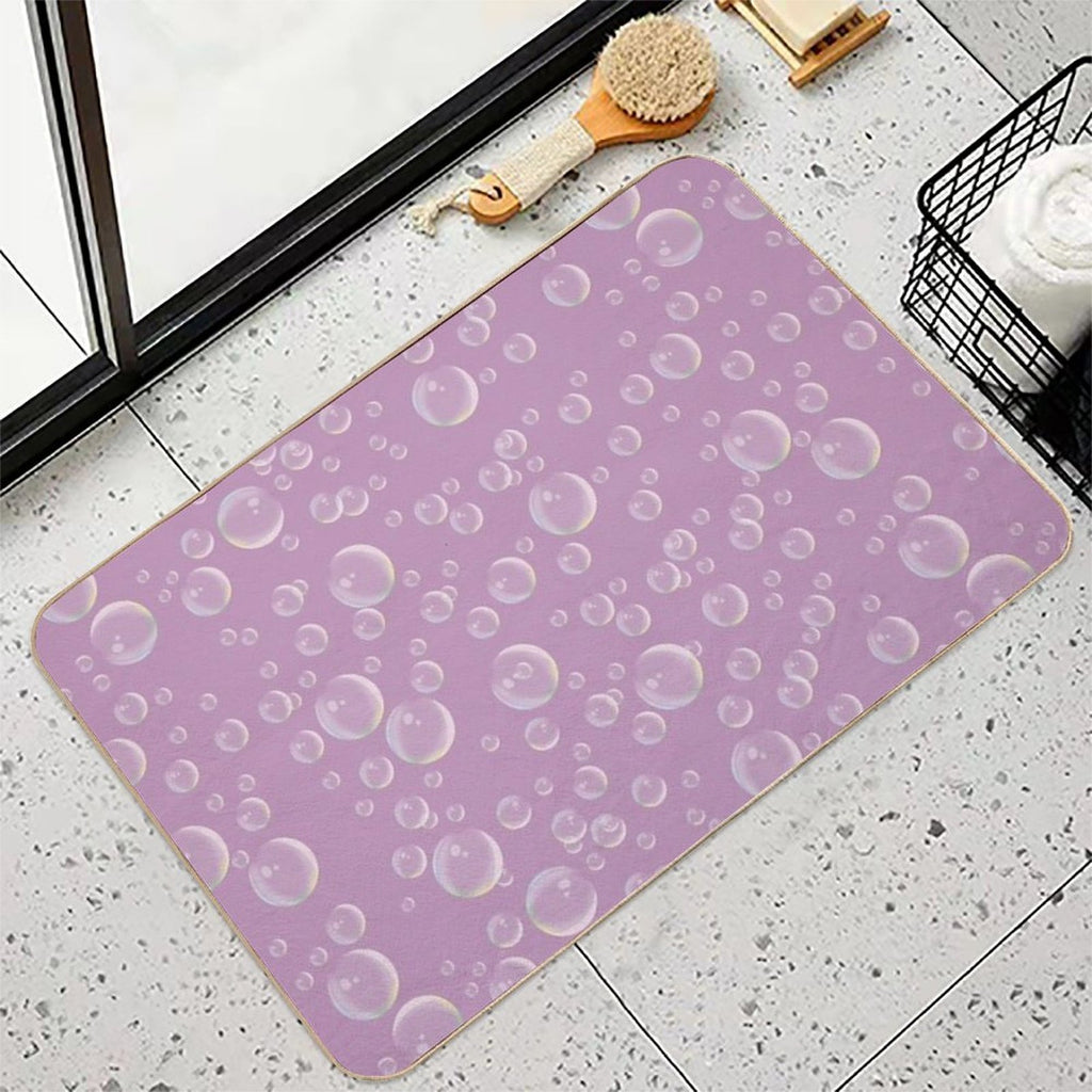 COMMIC Bubbles on Pink  Easy To Clean Bath Mat