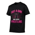 Just A Girl Who Loves Wrestling, Girls  Kids, Wrestler Girl  Ribbed Collar T-Shirt