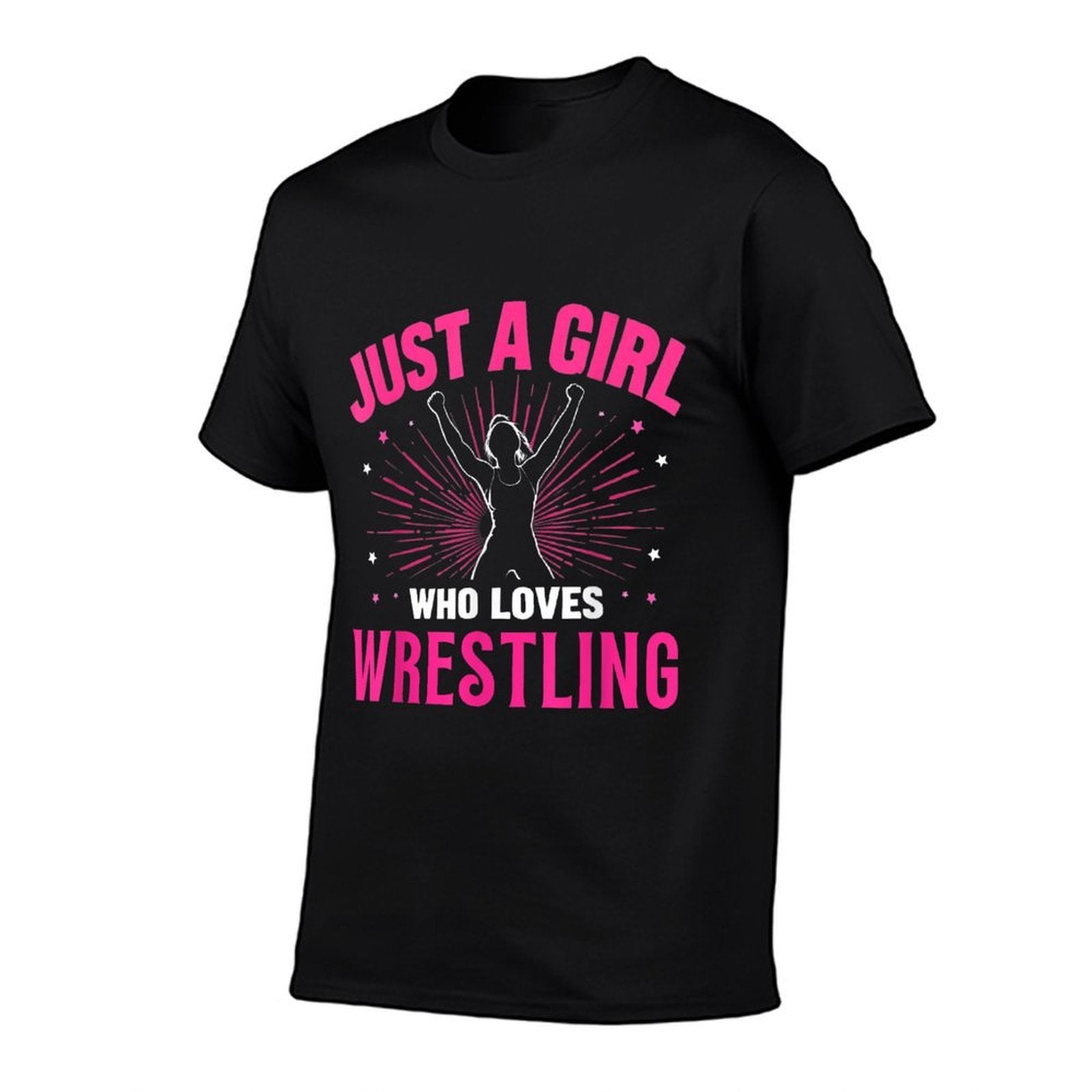 Just A Girl Who Loves Wrestling, Girls  Kids, Wrestler Girl  Ribbed Collar T-Shirt