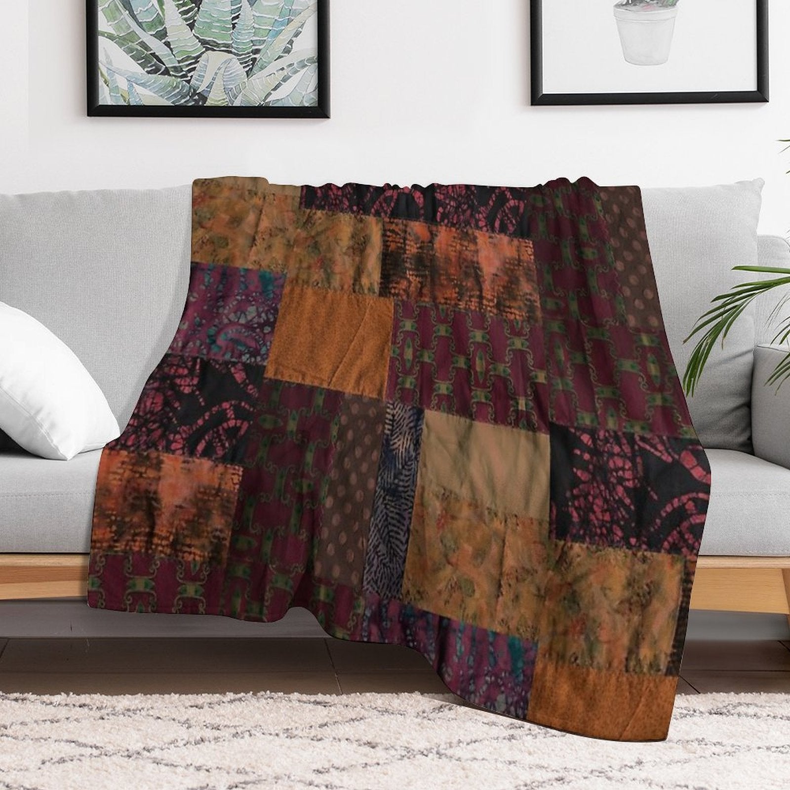 Red Textiles, Mixed Media, Fiber Artist All-season Throw Blanket