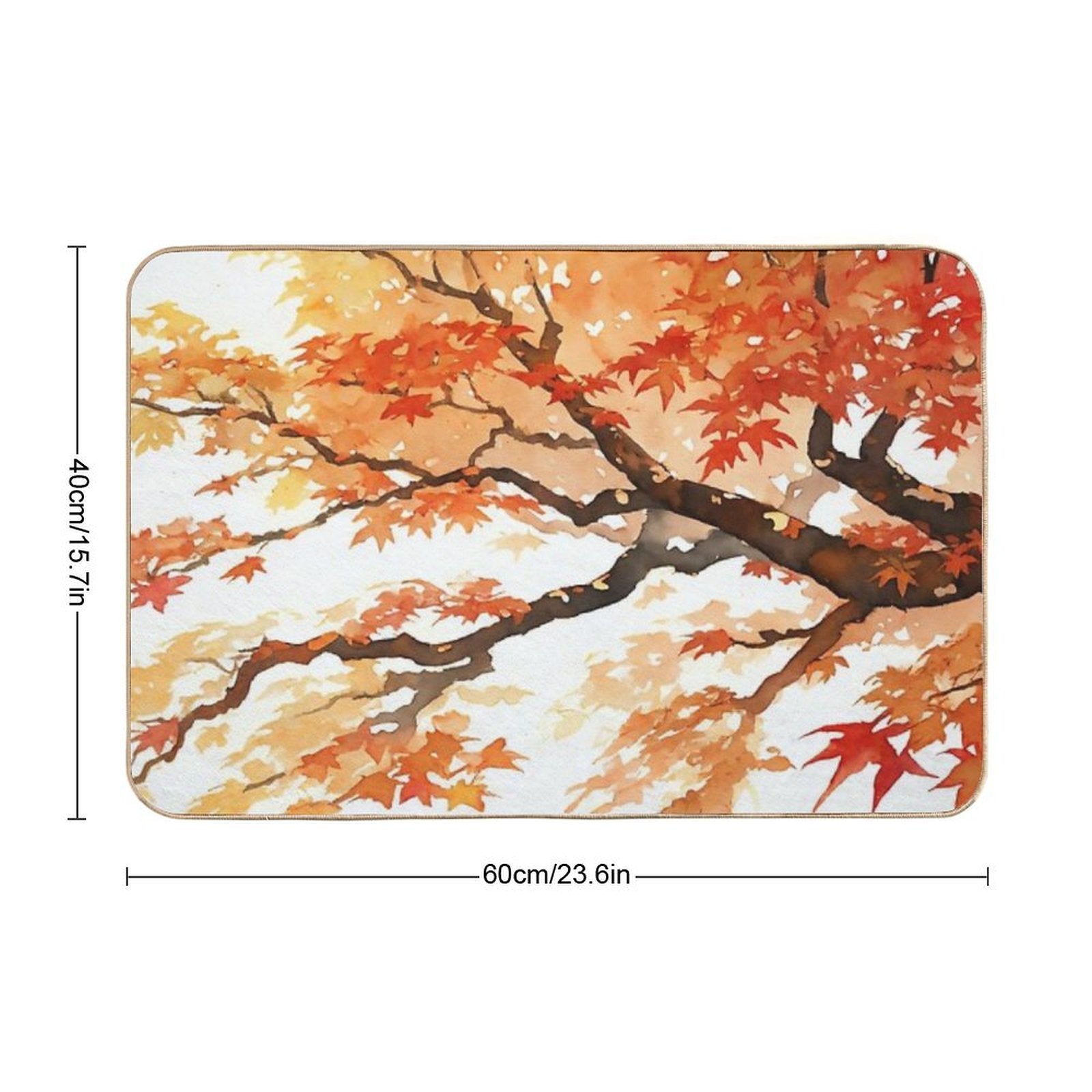 Watercolour Autumn Branches And Leaves  Anti-Trip Bath Mat
