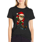 Santa Ice Hockey Player Christmas Xmas Boys Men Boys Funny  Relaxed-fit T-Shirt