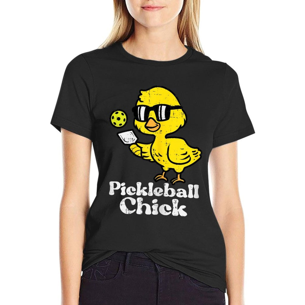 Pickleball Chick Funny Pickle Ball Women Girls Kids Toddler  Oversized Silhouette T-Shirt