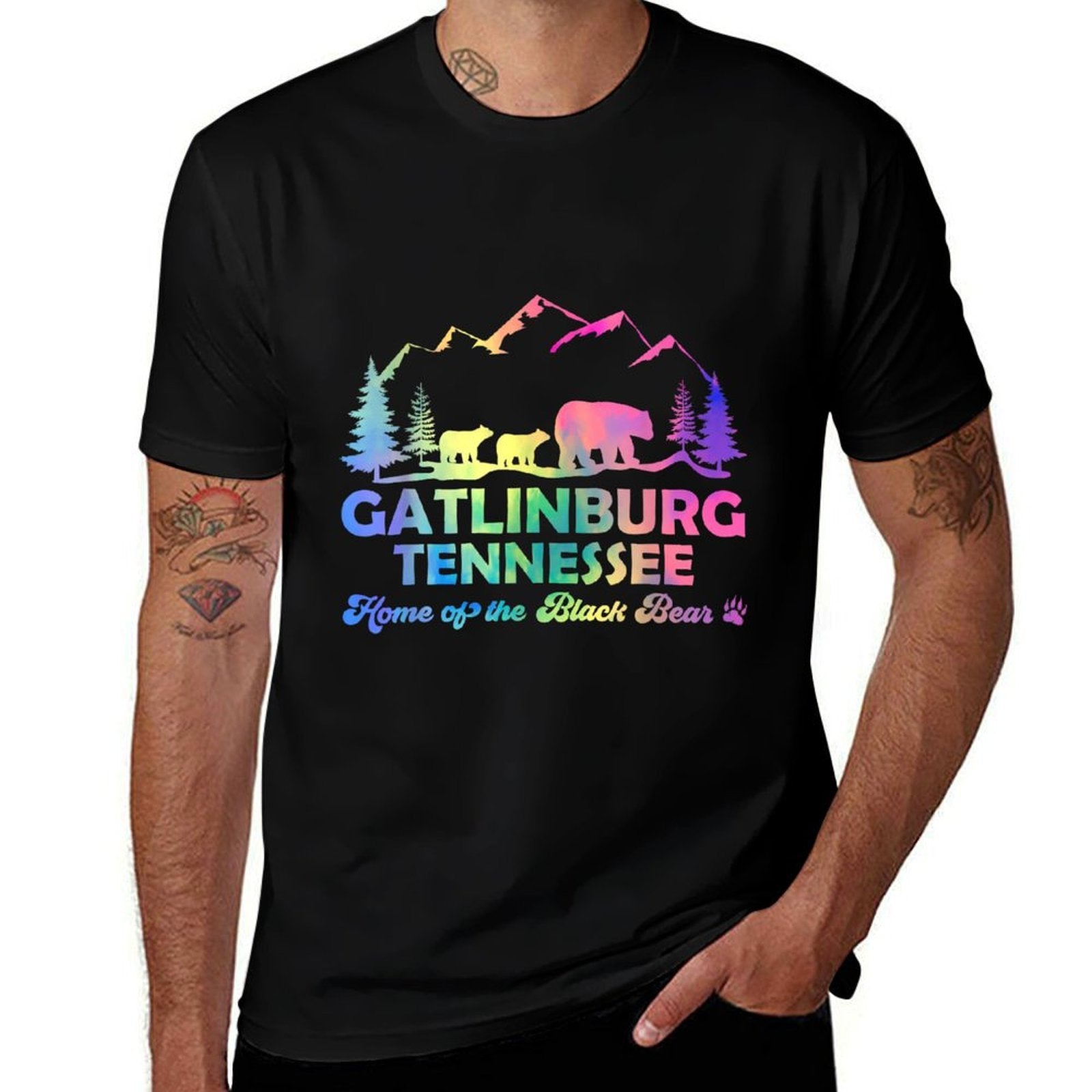 Cute Gatlinburg Tennessee Bear Great Smoky Mountains Tie Dye  Moisture-wicking T-Shirt