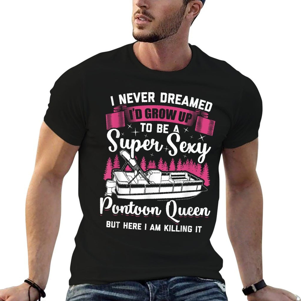 Vintage Pontoon Captain Women Funny Pontoon Queen  Moisture-wicking T-Shirt