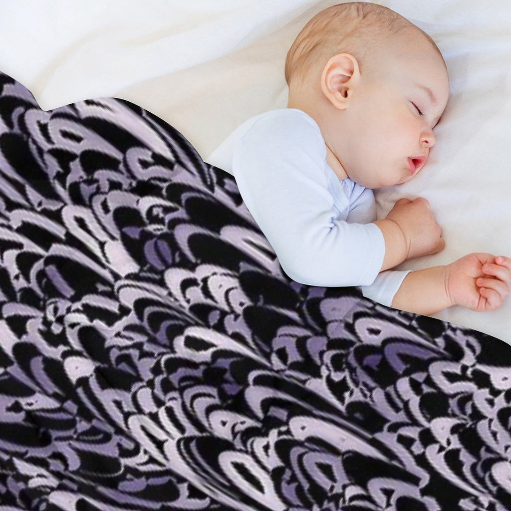 Abstract Purple Black - 7894 Plush Throw Blanket