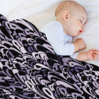 Abstract Purple Black - 7894 Plush Throw Blanket