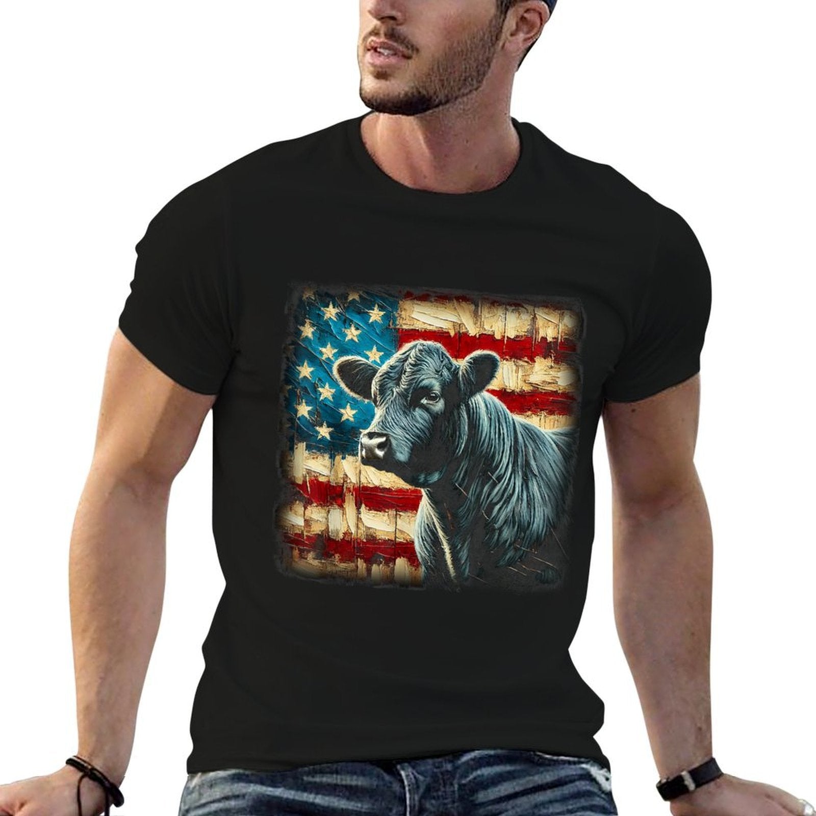 Angus Rancher USA American Cow  Slim-fit Cut T-Shirt