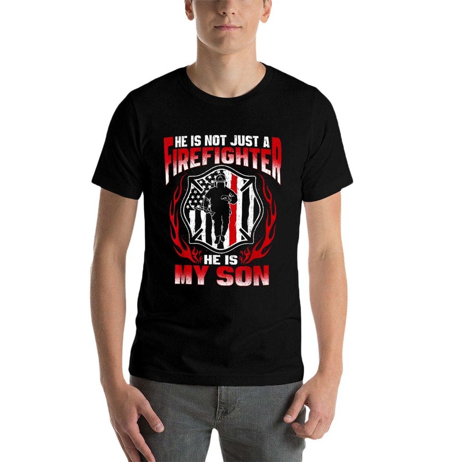 My Son Is A Firefighter Hero Proud Family Fire Mom Dad Gifts  Polyester Blend T-Shirt
