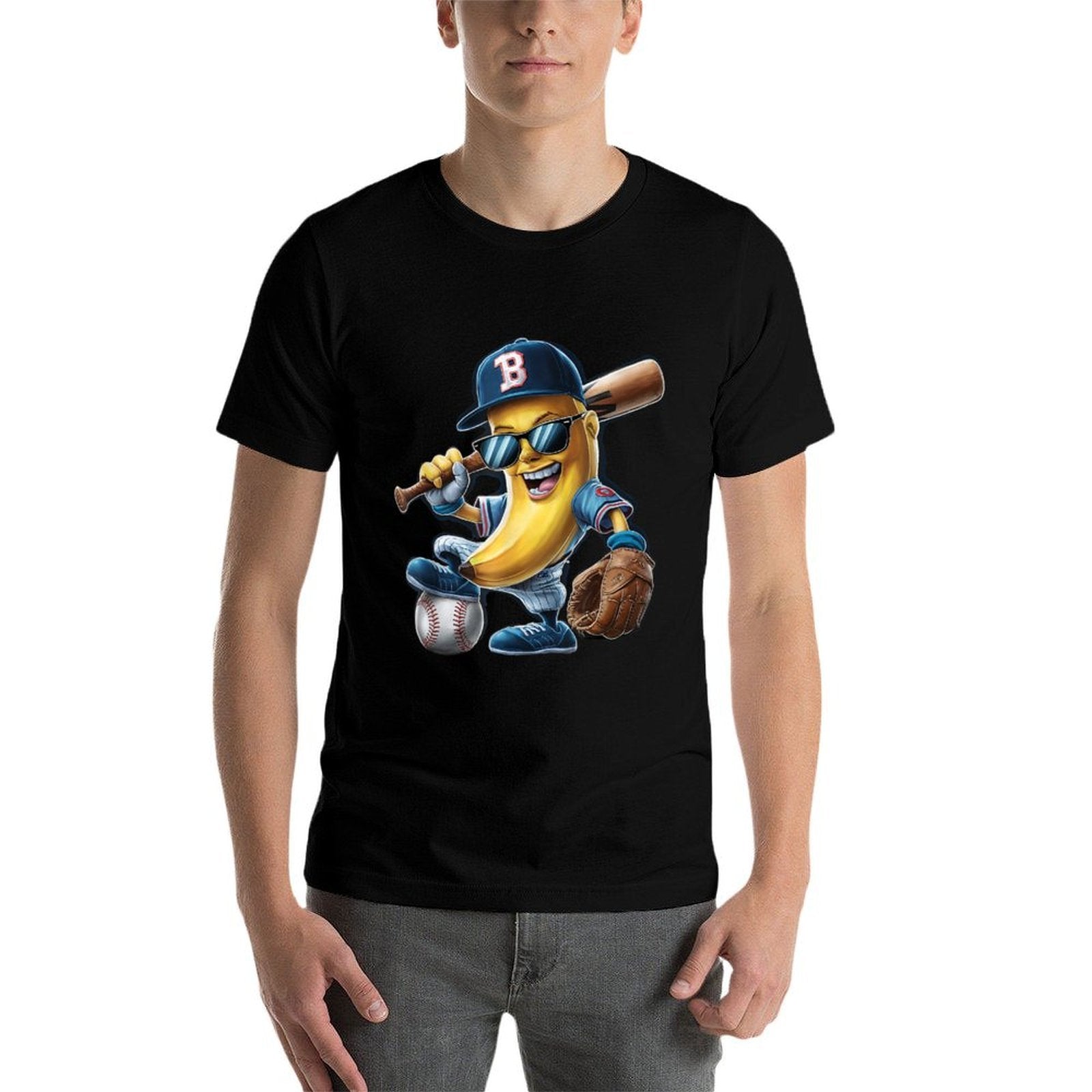 Funny Lets Go Bananas Banana Playing Baseball Player  Durable T-Shirt