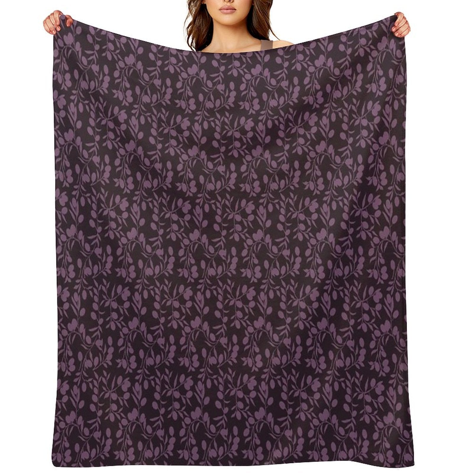 Blushing Purple Cherry Small Olive Pattern Sustainable Throw Blanket