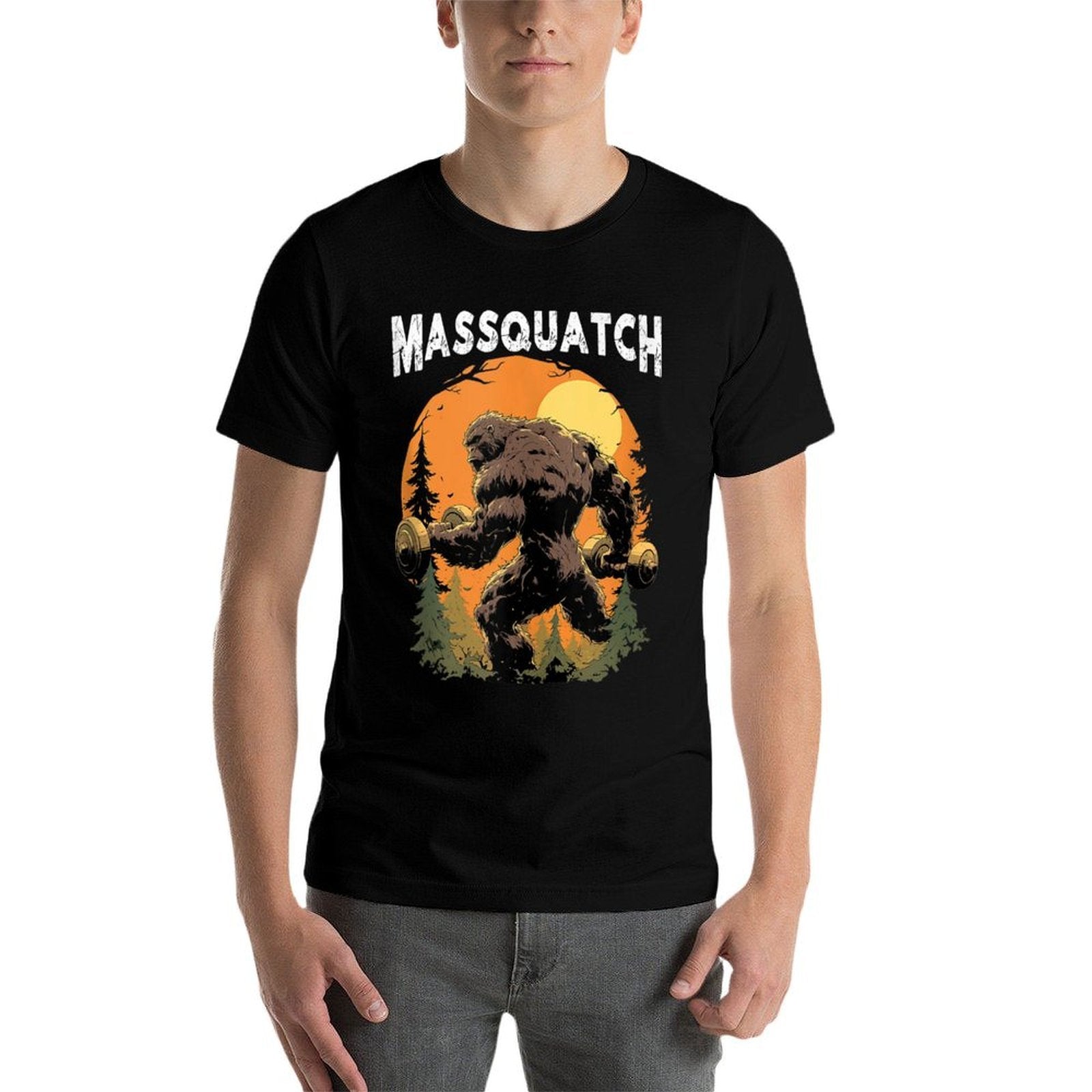 Bigfoot Massquatch Funny Sasquatch Workout Gym Weightlifter  High-quality Stitching T-Shirt