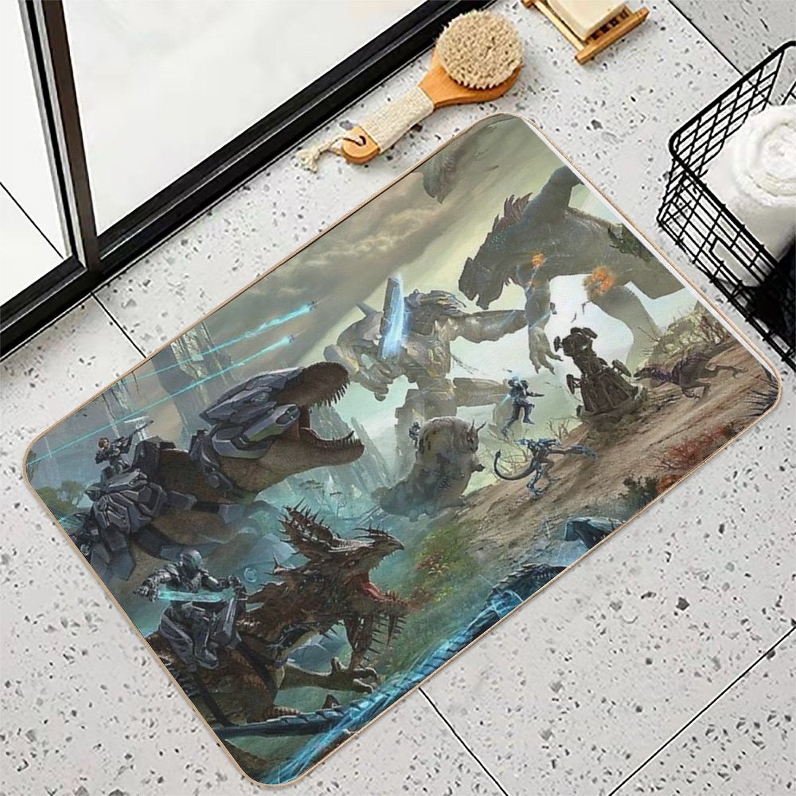 ARK Extinction Dino Fight  Repositionable Bath Mat