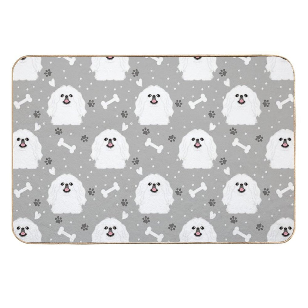 Cute White Pekingese Peke  Anti-Trip Bath Mat