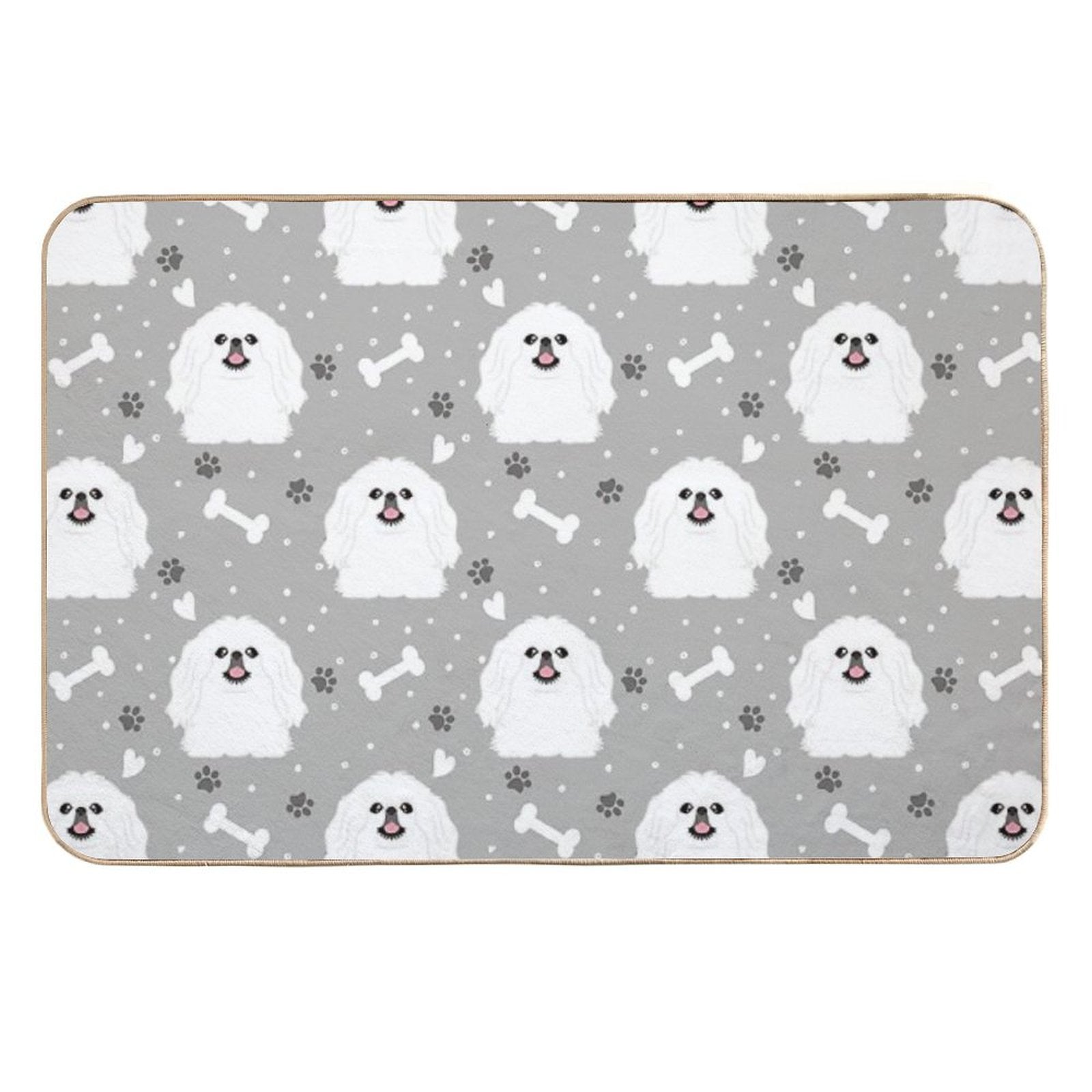 Cute White Pekingese Peke  Anti-Trip Bath Mat