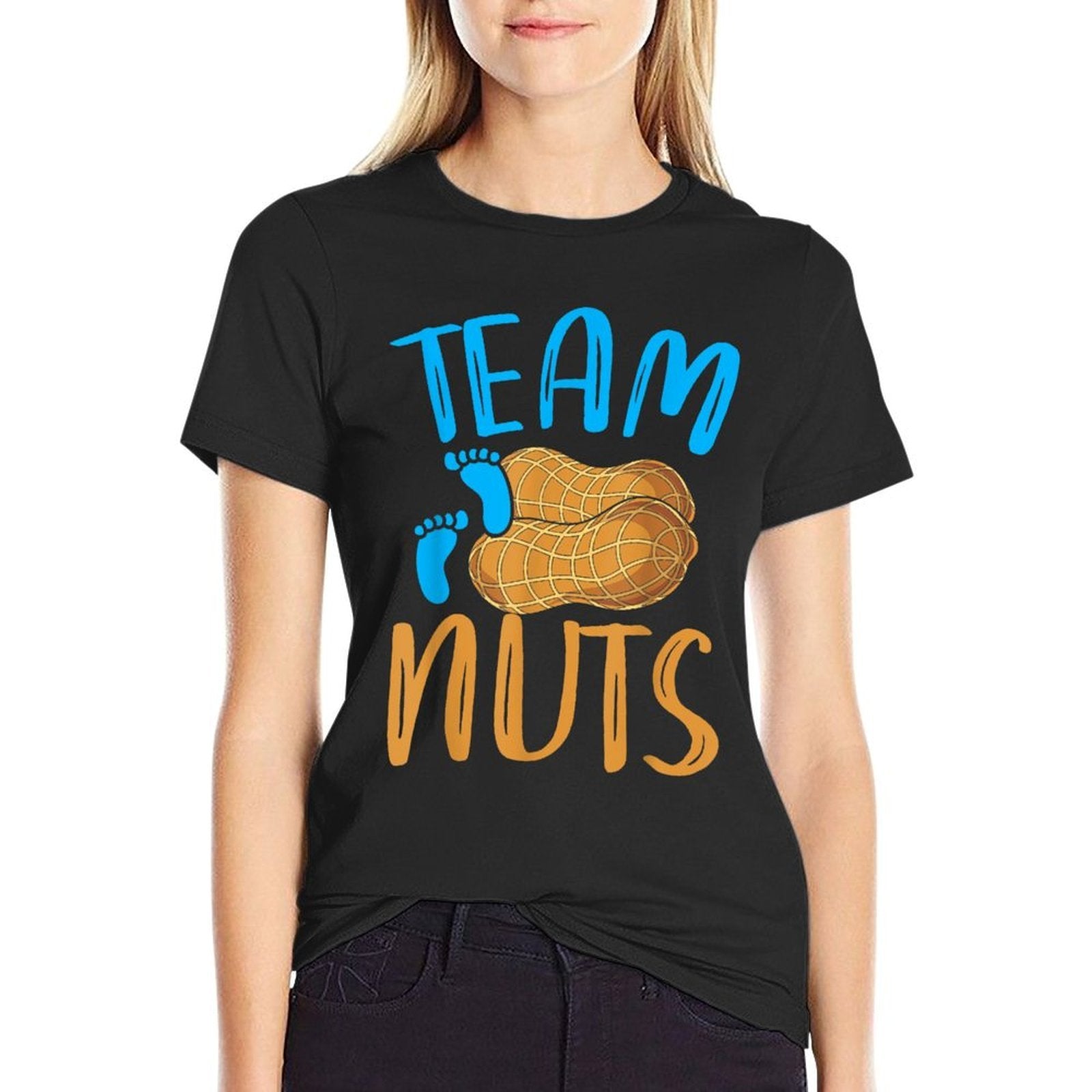Team Nuts Team Boy Baby Shower Party Funny Gender Reveal  Ribbed Collar T-Shirt