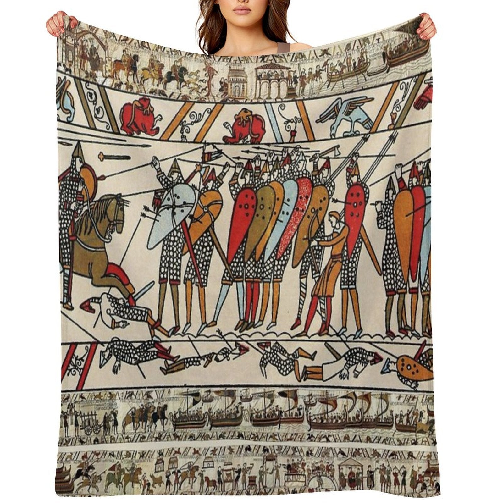 THE BAYEUX TAPESTRY ,BATTLE OF HASTINGS ,NORMAN KNIGHTS Quick-dry Throw Blanket