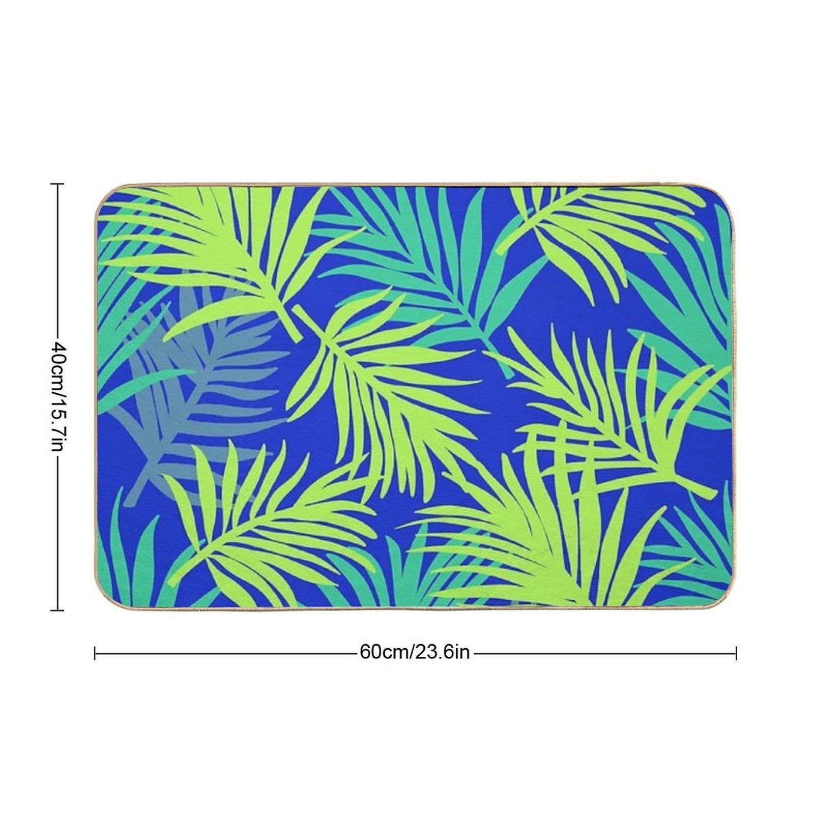 Tropical Pattern  Blue & Green Palm Leaf  Versatile Bath Mat