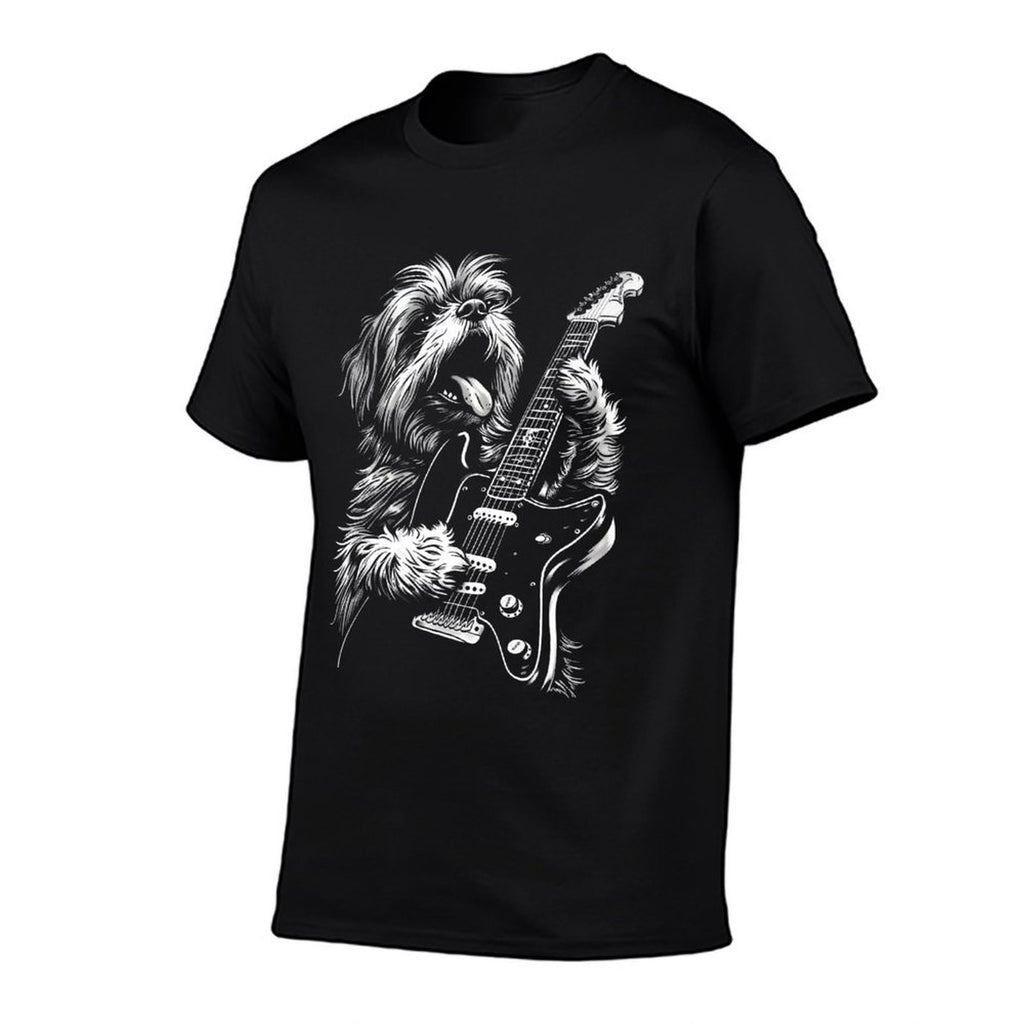 Funny Shih Tzu Dog Playing Electric Guitar Rock Dog Dad Premium  Classic T-Shirt