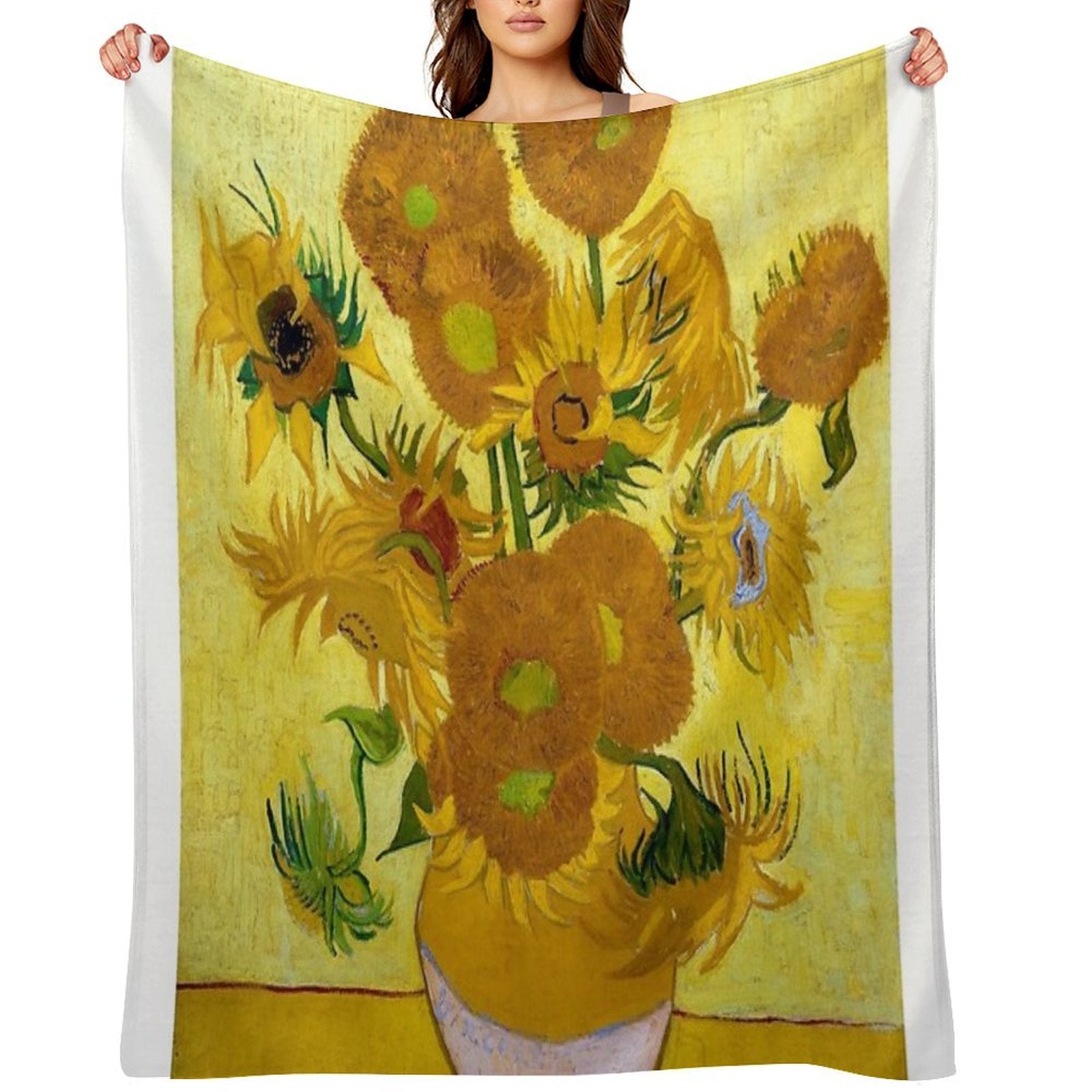 1889-Vincent Van Gogh-Sunflowers-73x95 Anti-pilling Throw Blanket