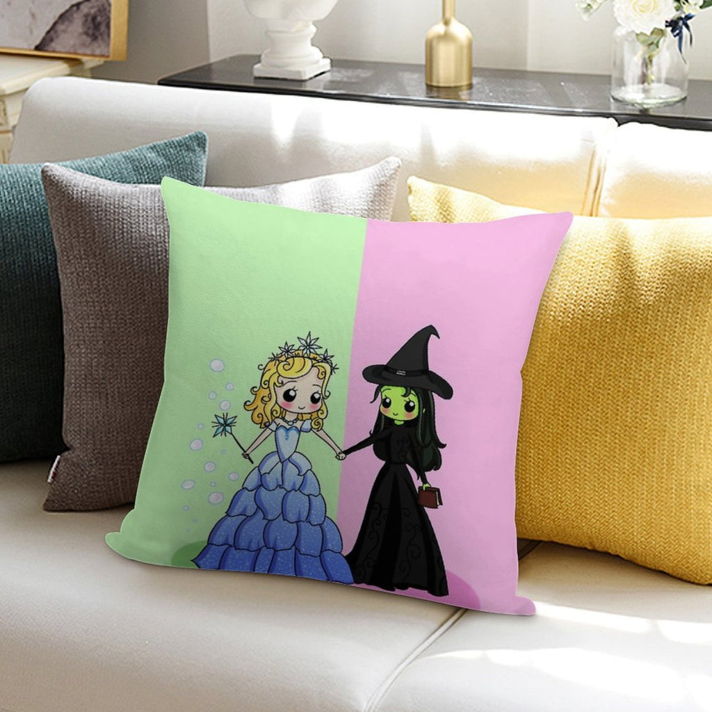 Elphaba & Glinda Soft Washable Throw Pillow