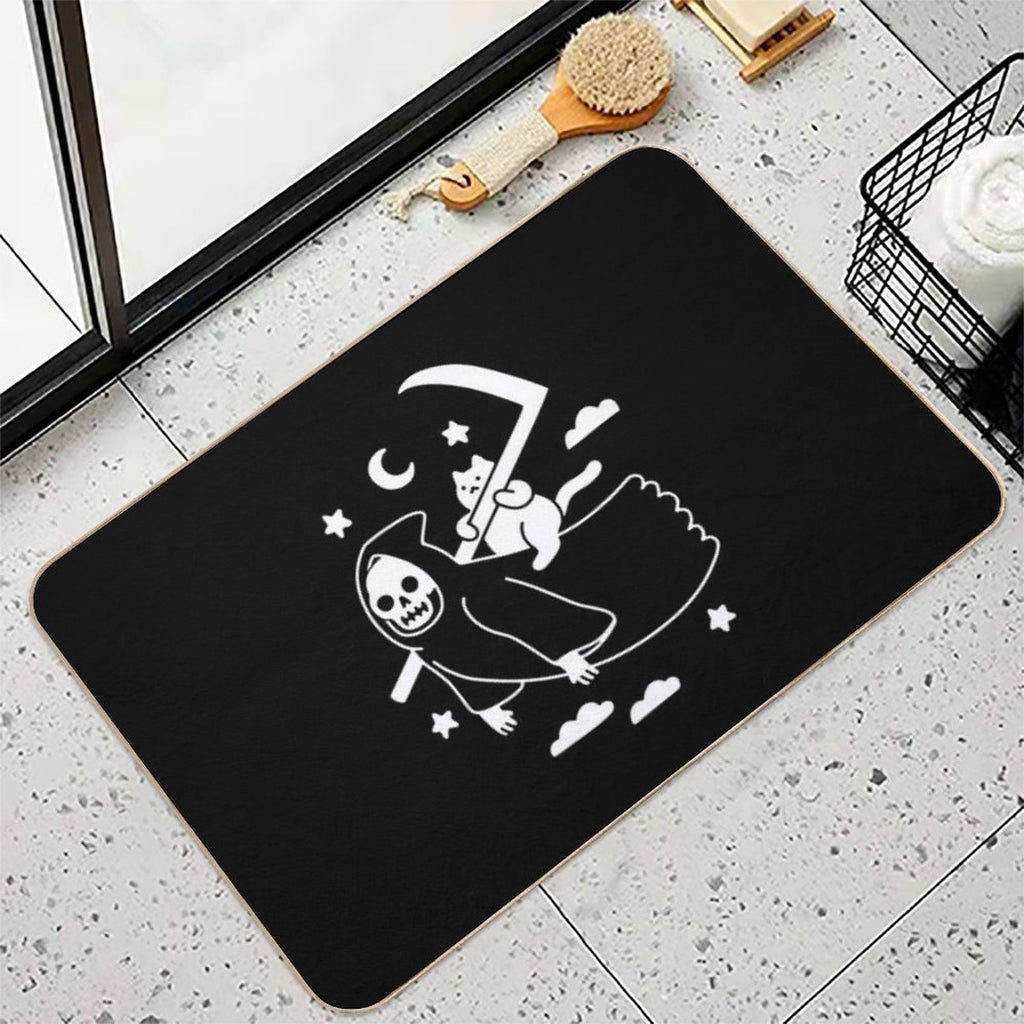 Cat Riding Grim Reaper  Anti-Trip Bath Mat