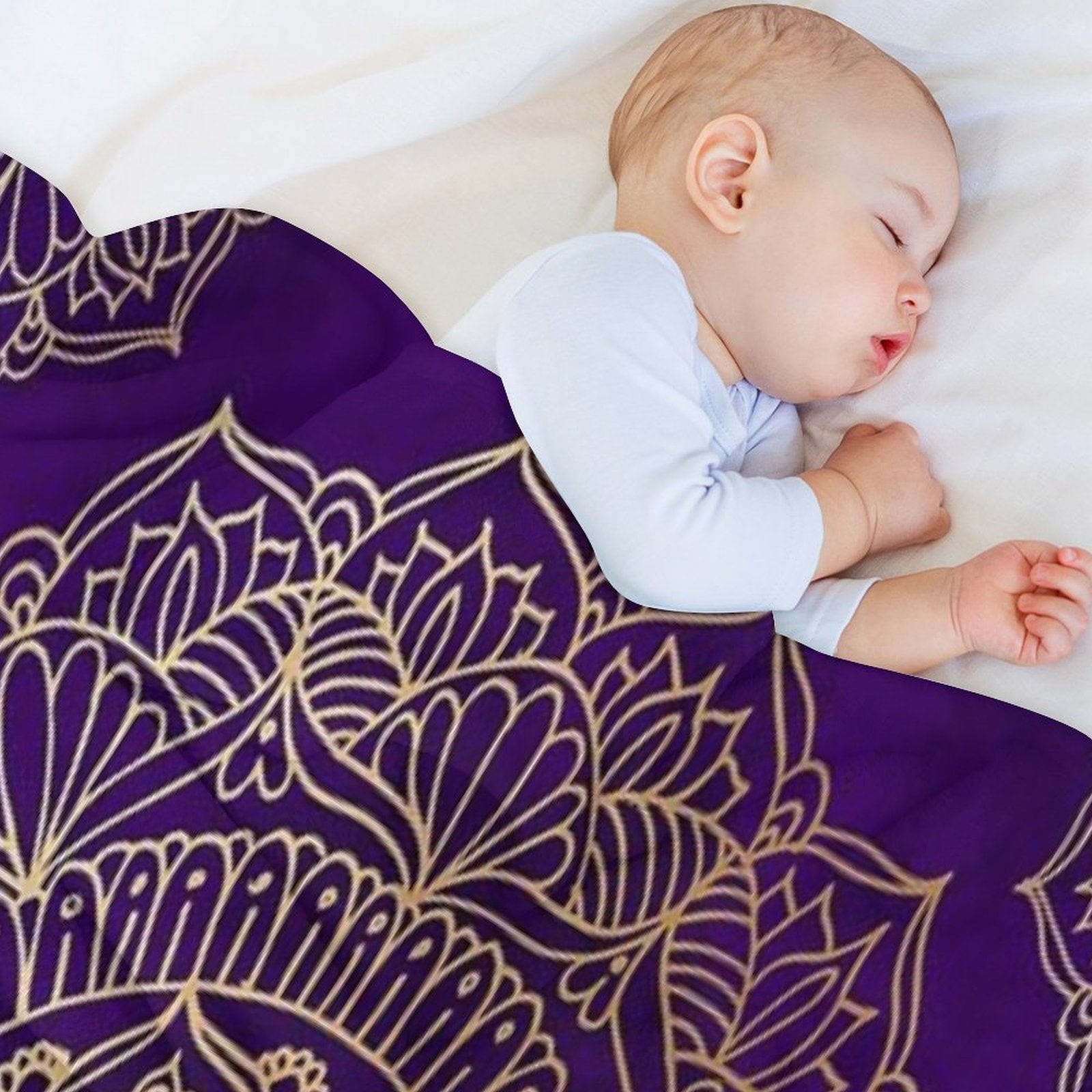 Royal Purple And Gold Mandala Machine-washable Throw Blanket