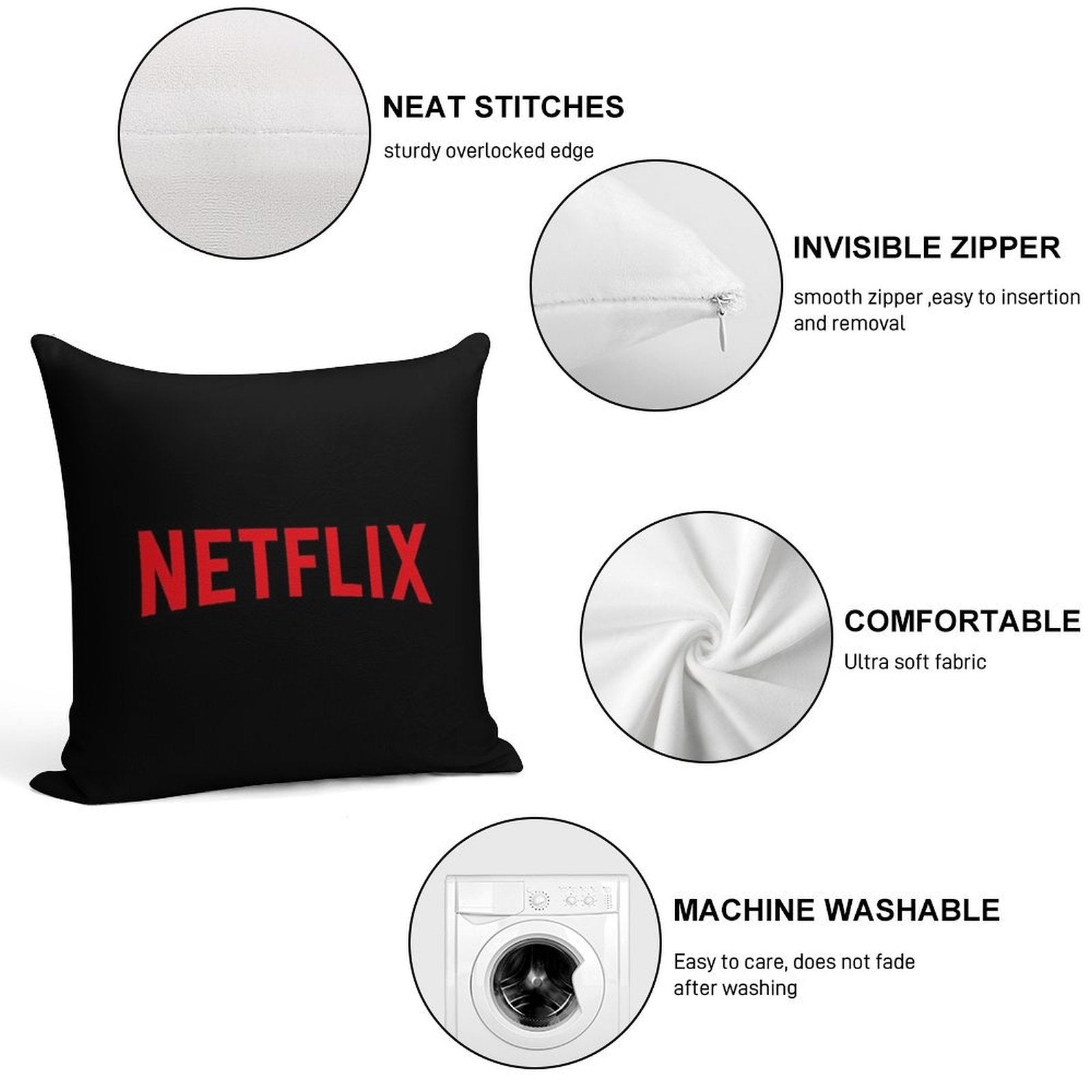 Netflix Soft Reinforced Edging Throw Pillow