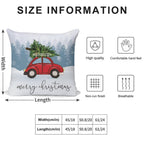 Red Car with Christmas Tree on Roof Soft Home Decor Throw Pillow