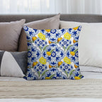 Summer,citrus,lemon Fruit Mosaic,Sicilian Style,tiles, Pattern Soft Washable Throw Pillow